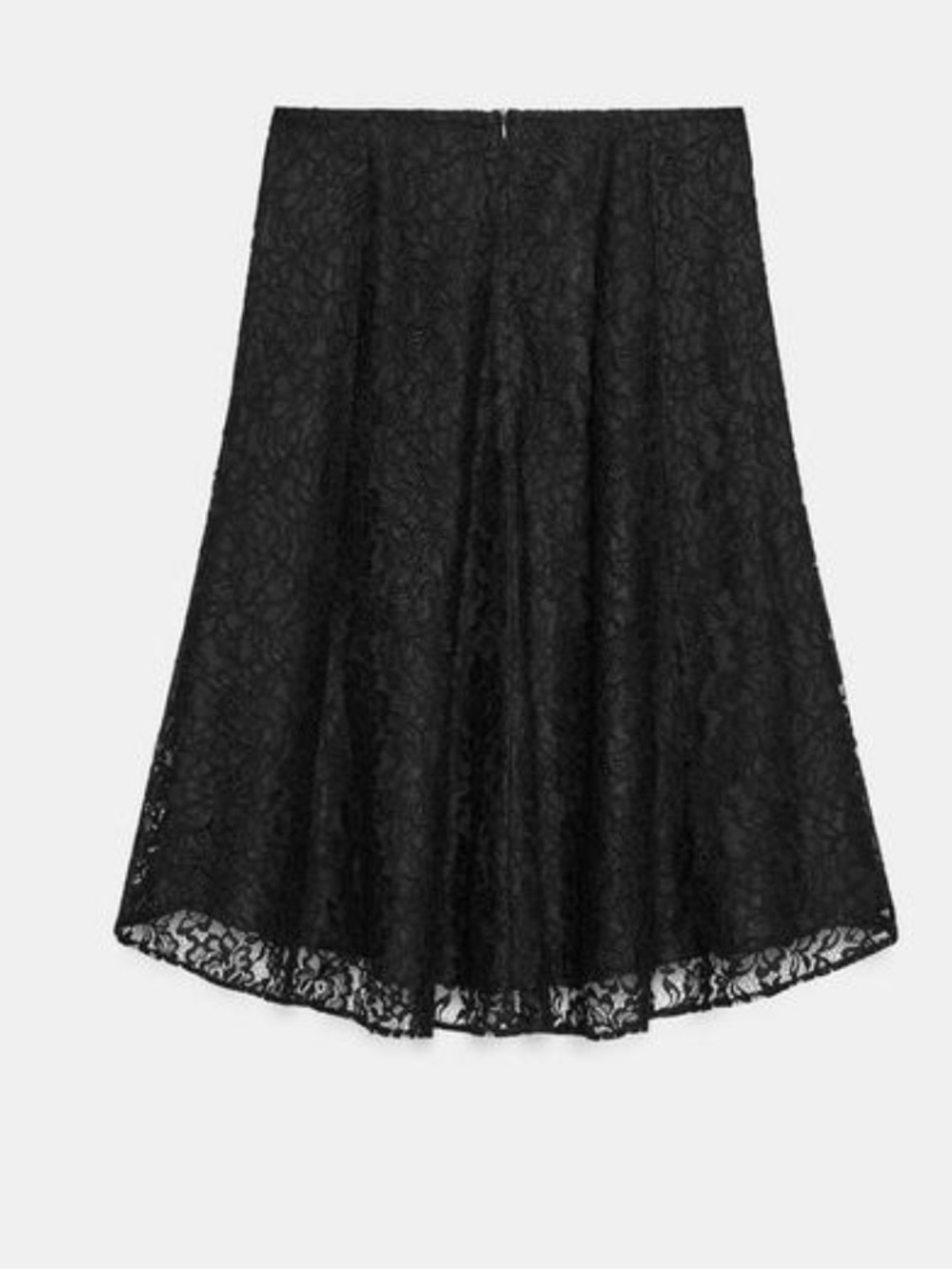 Zara Black Lace Midi Skirt with Floral Overlay